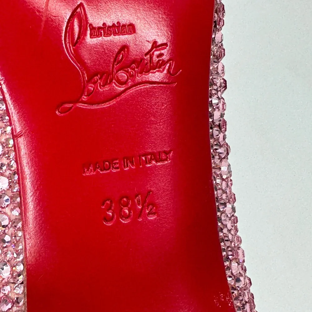 Christian Louboutin Swarovski Crystal Strass Pumps Blush Pink Heels 38.5